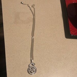 Elegant Silver Snake Pendant Diamond Necklace